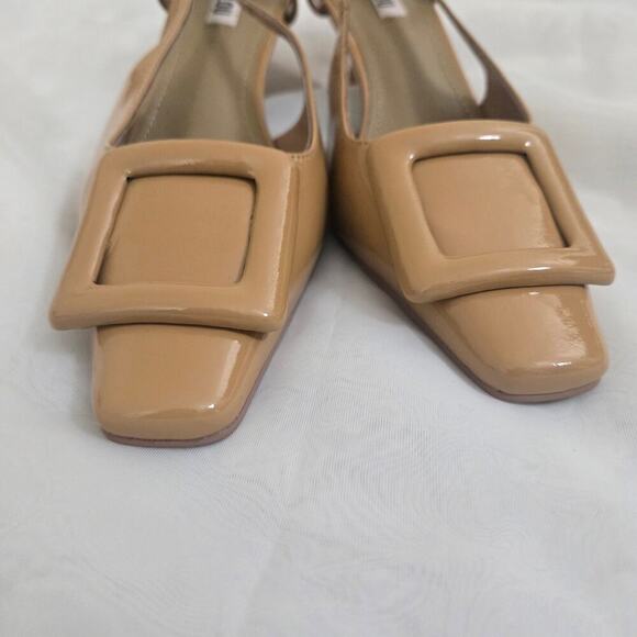 Anthropologie Bibi Lou Patent Leather Pumps Camel Size 38 US 7.5 Beige NEW - Picture 4 of 12